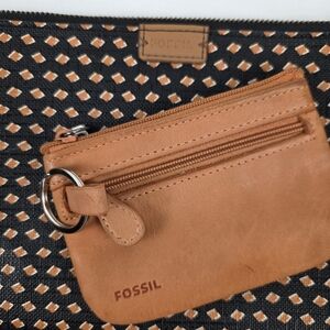 Fossil Tan Leather Zip Key Coin Pouch